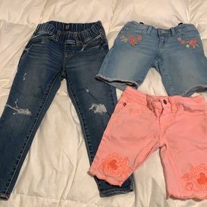 3 pieces for price of one girls  2 Jean Shorts And 1 pants  / Size 6T